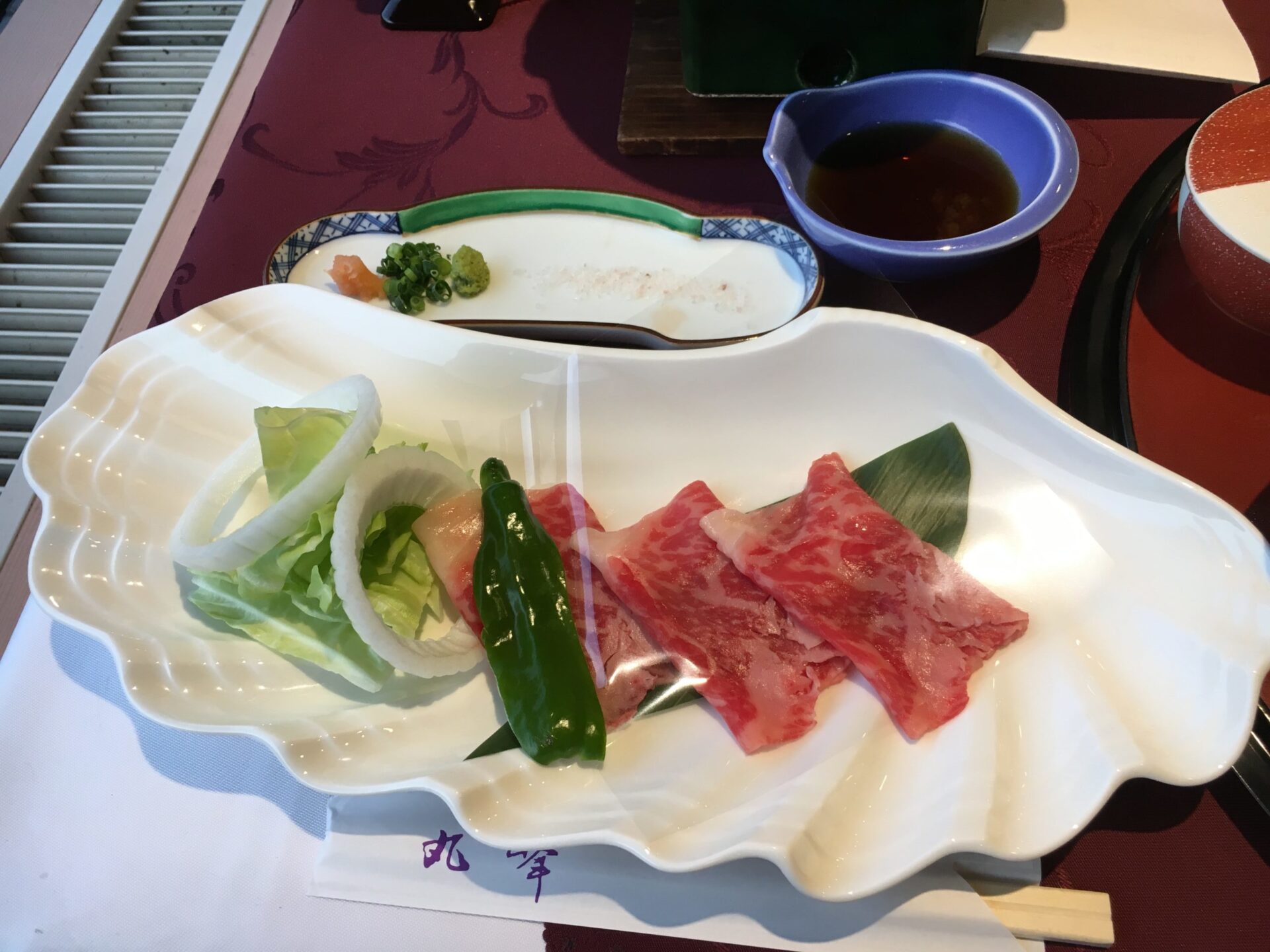 芦ノ牧温泉　夕食　牛サーロインオイル焼き