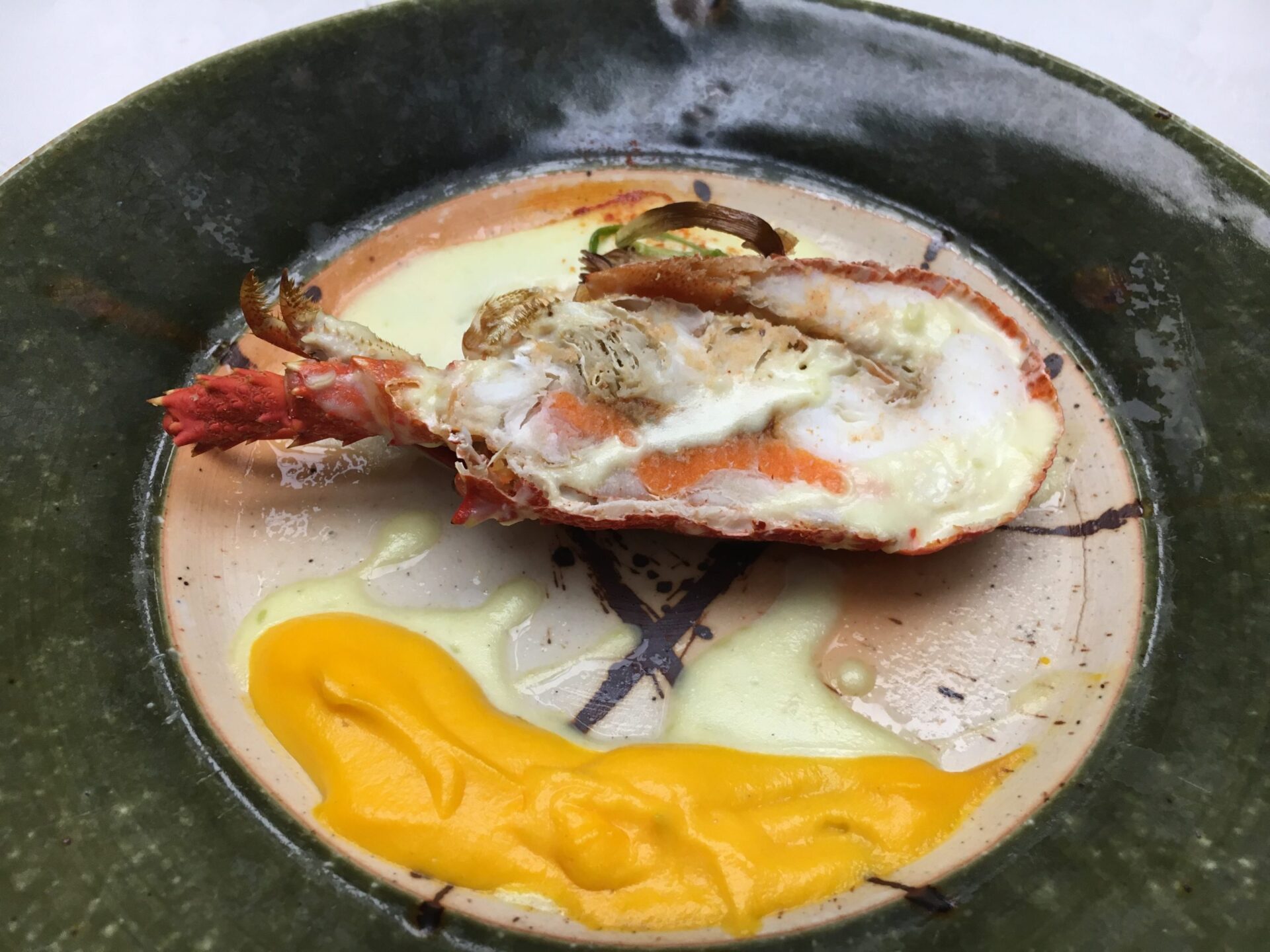 かみのやま温泉 果実の山 あづま屋 伊勢海老の2色ソース(2019年当時)