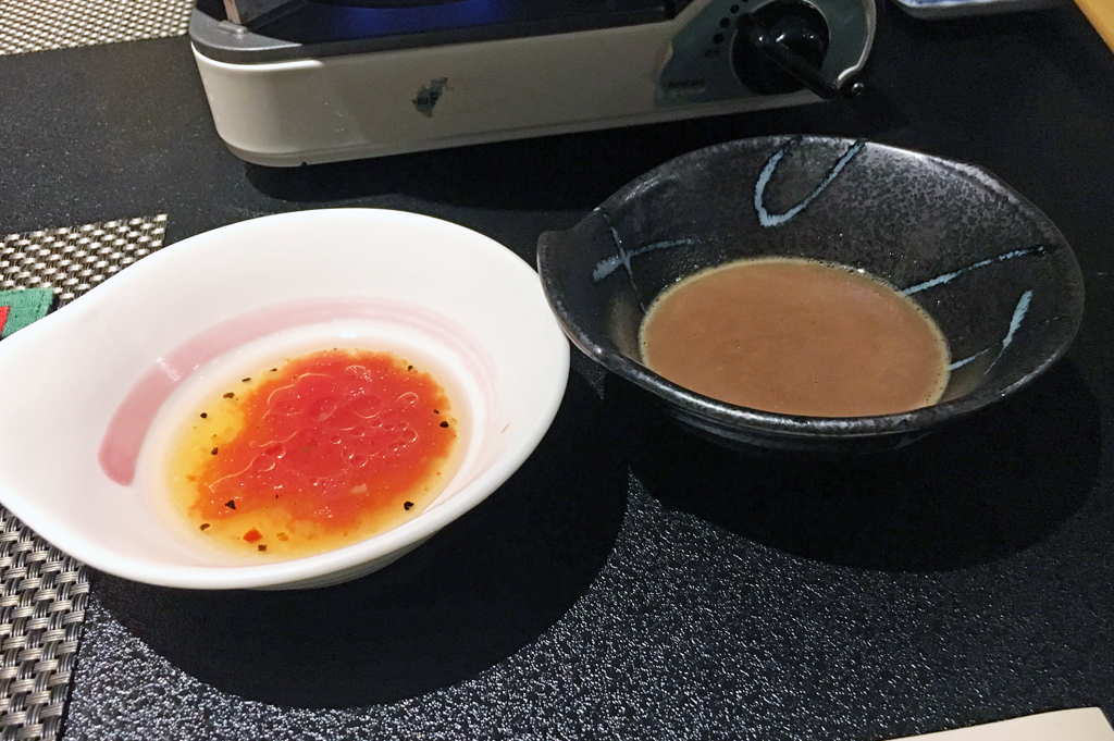 四季彩の宿 ふる里 夕食 鍋のつけだれ（トマトベース）