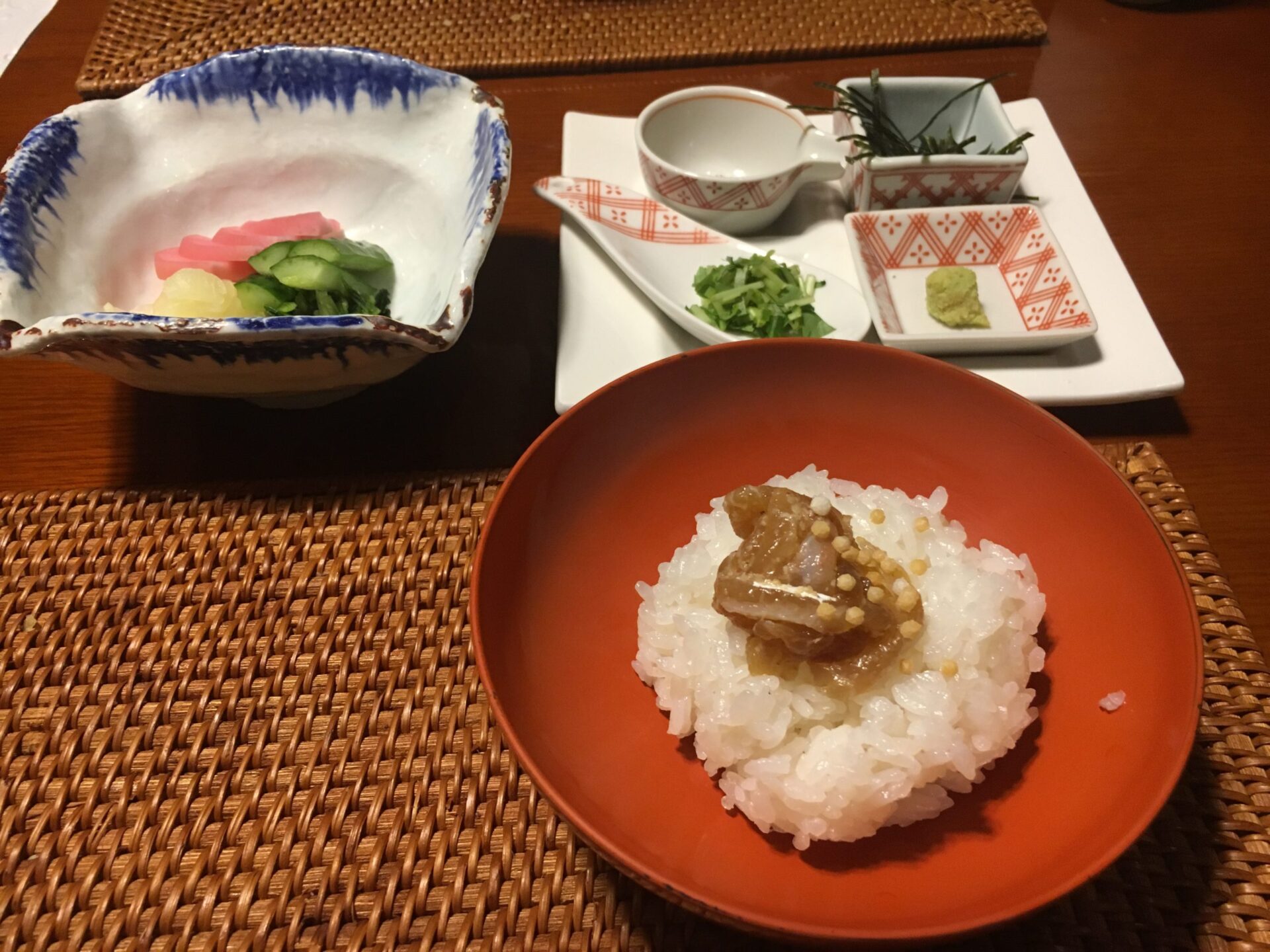 伊勢志摩　磯部わたかの温泉「はいふう」鯛茶漬けと香の物