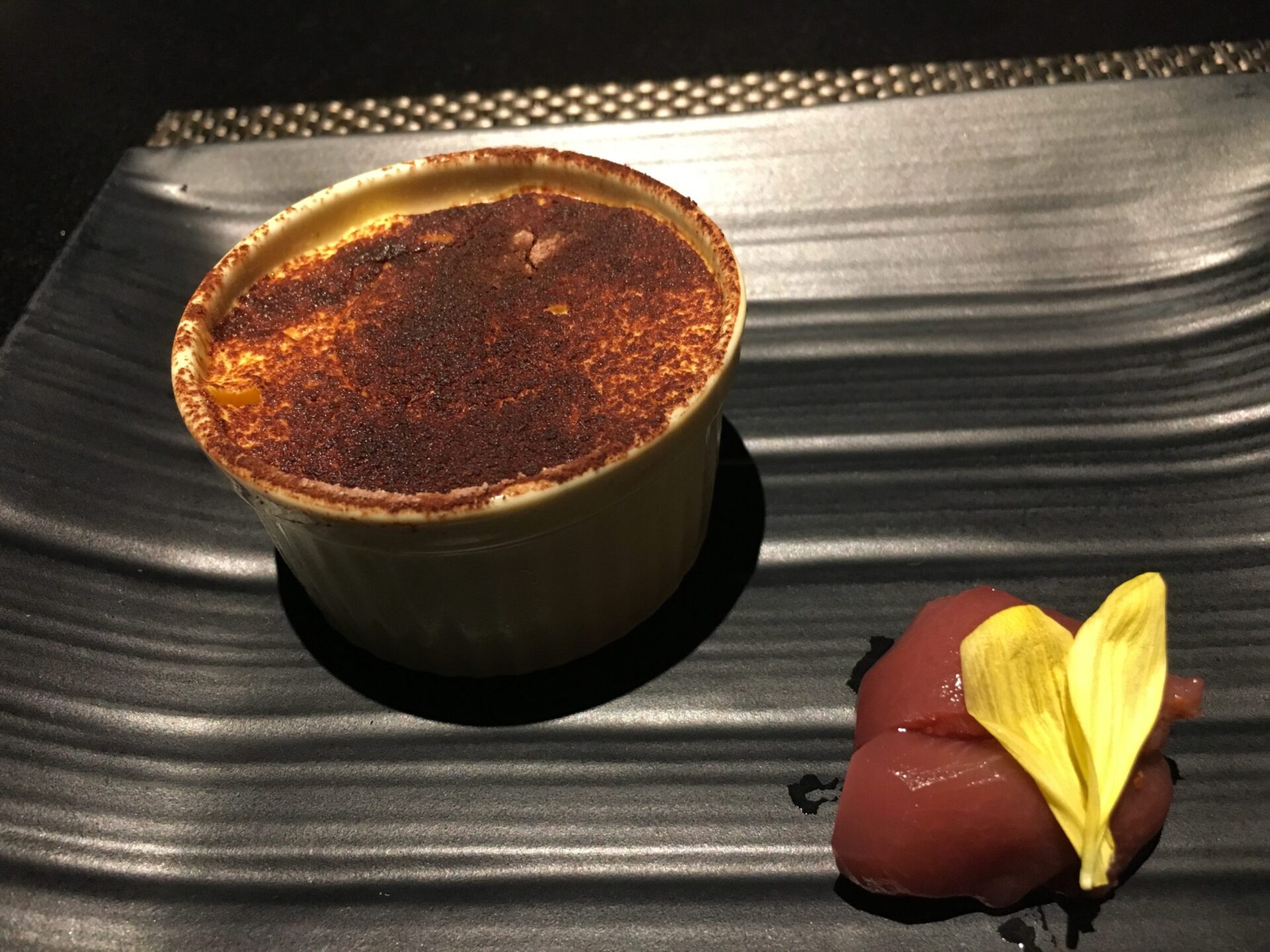 四季彩の宿 ふる里 夕食 デザート 南瓜ティラミス いちじくのコンポート