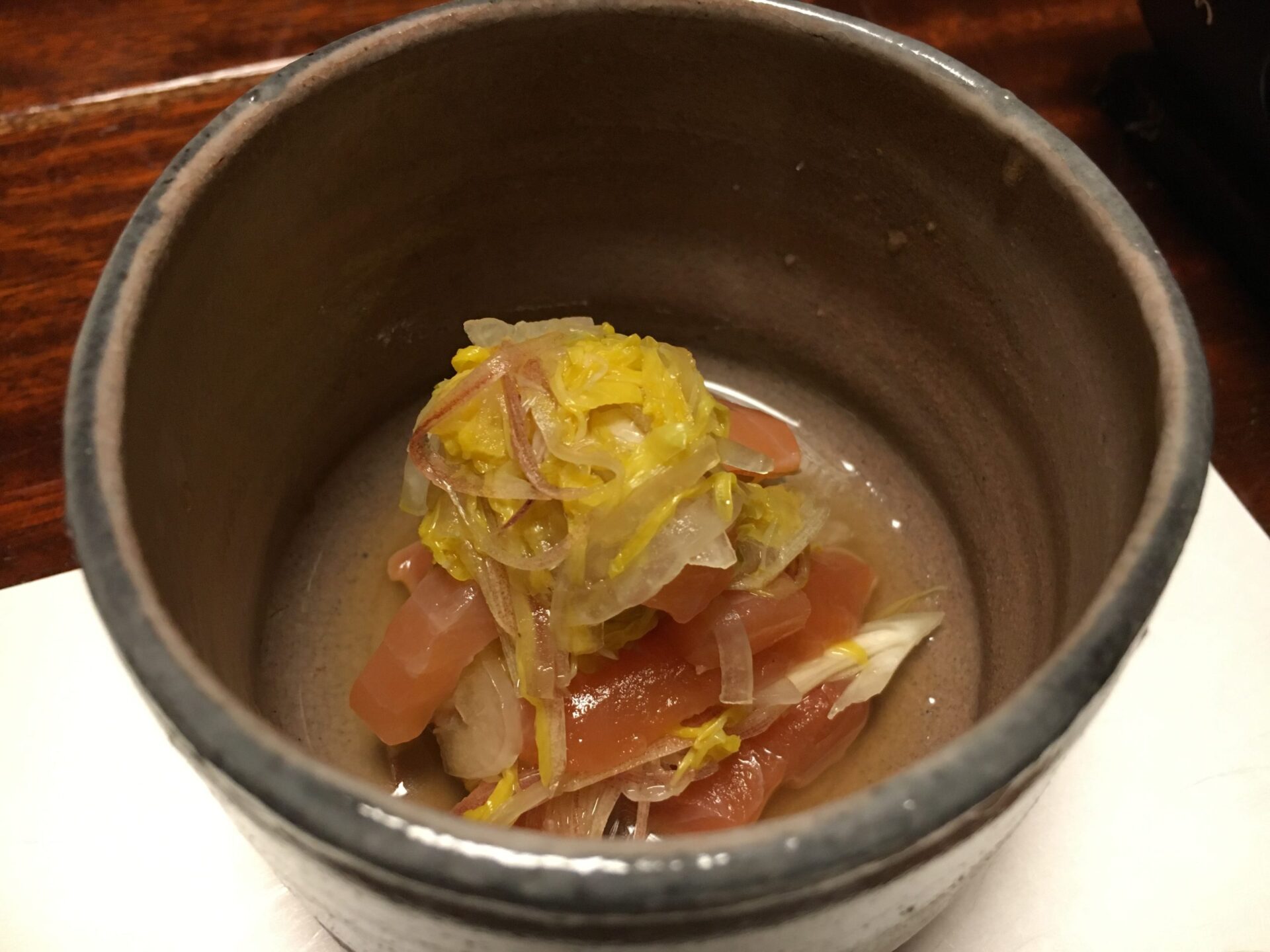 四万温泉 時わすれの宿 佳元 夕食 銀光と菊花の膾(なます)(2019年)