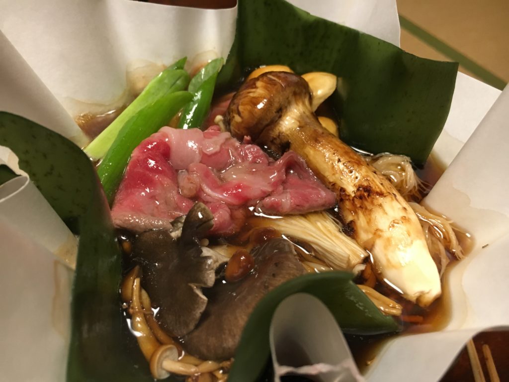 四万温泉 時忘れの宿佳元 夕食 すきなべ