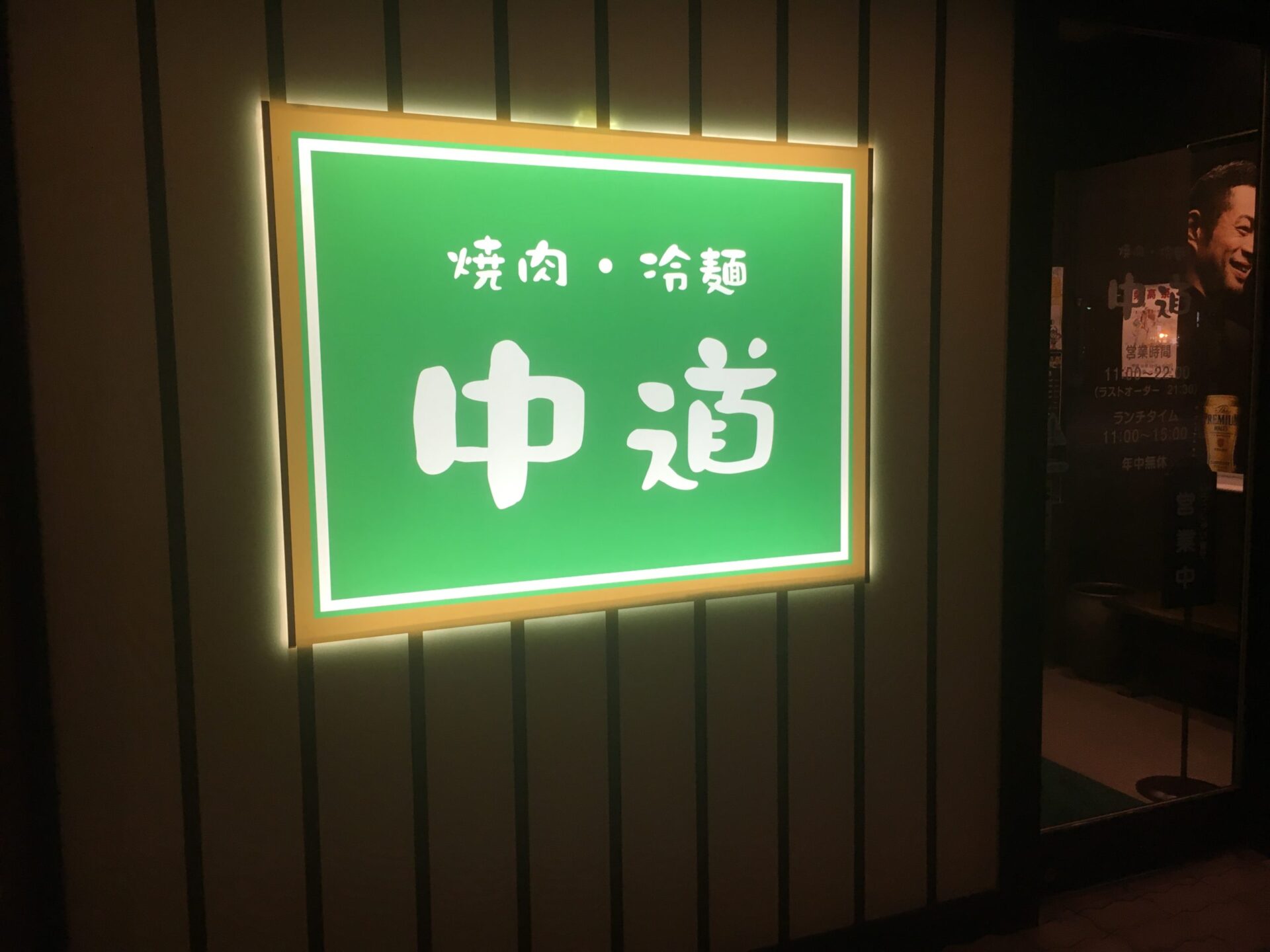 焼肉・冷麺 中道 さくら野店 外観看板