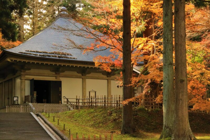 世界遺産　中尊寺　紅葉