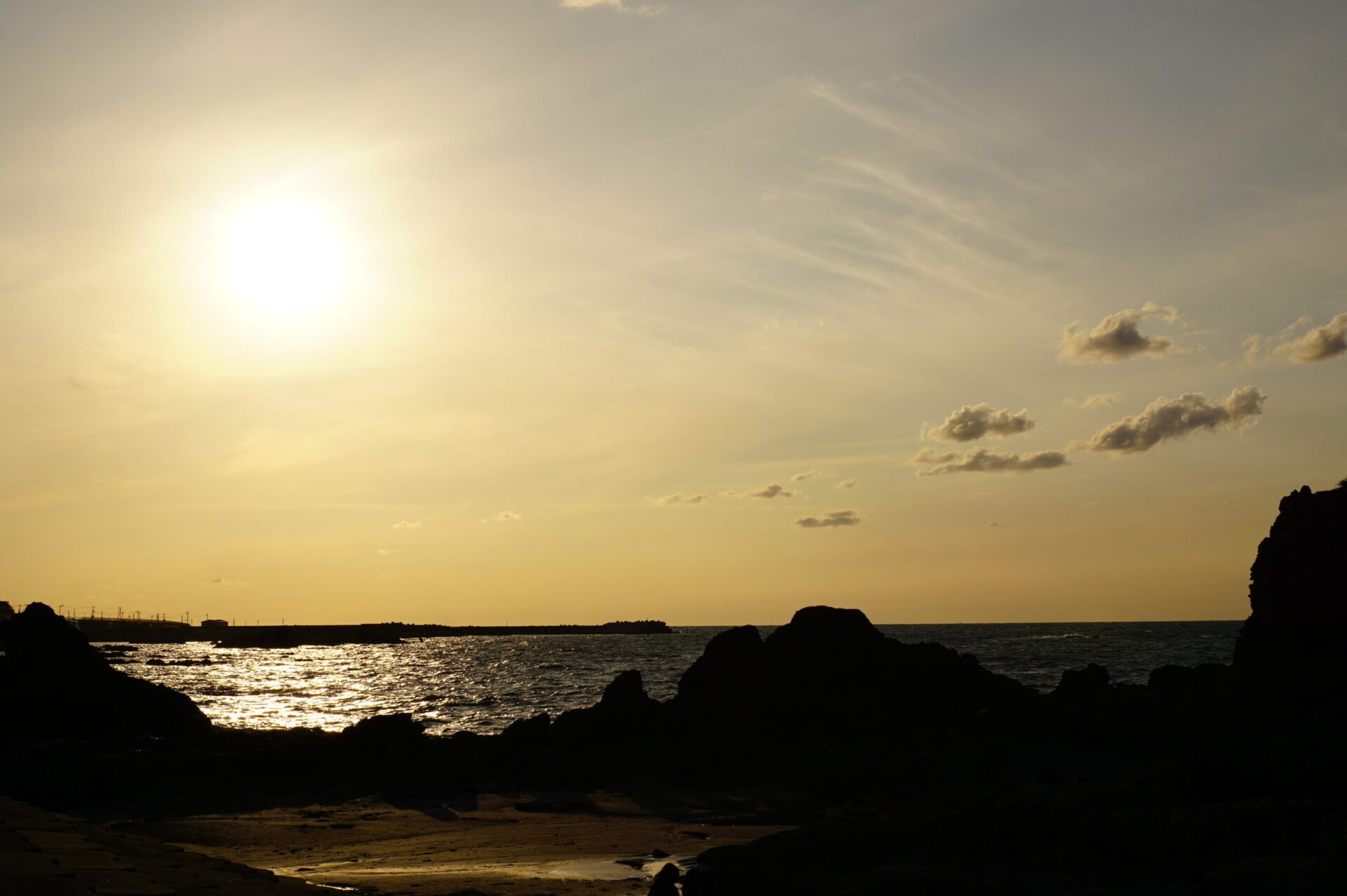 千畳敷海岸　夕日