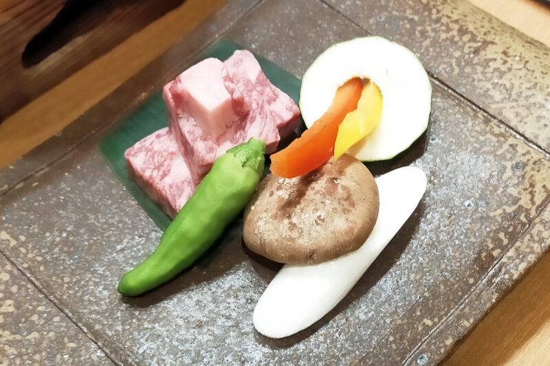 大室の杜 玉翠 国産牛サーロイン 溶岩焼き