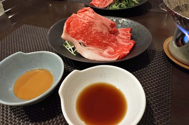 白馬ひふみ　夕食　信州プレミアム牛　しゃぶしゃぶ