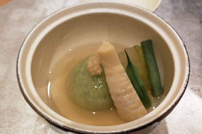 磐梯熱海温泉　守田屋　もみじスイート　夕食　蒸物　若草葛饅頭