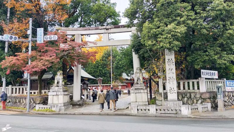 秩父神社 鳥居 紅葉