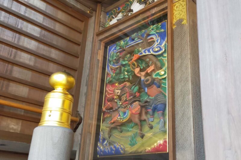 長瀞　宝登山神社　脇障子の彫刻「関羽」